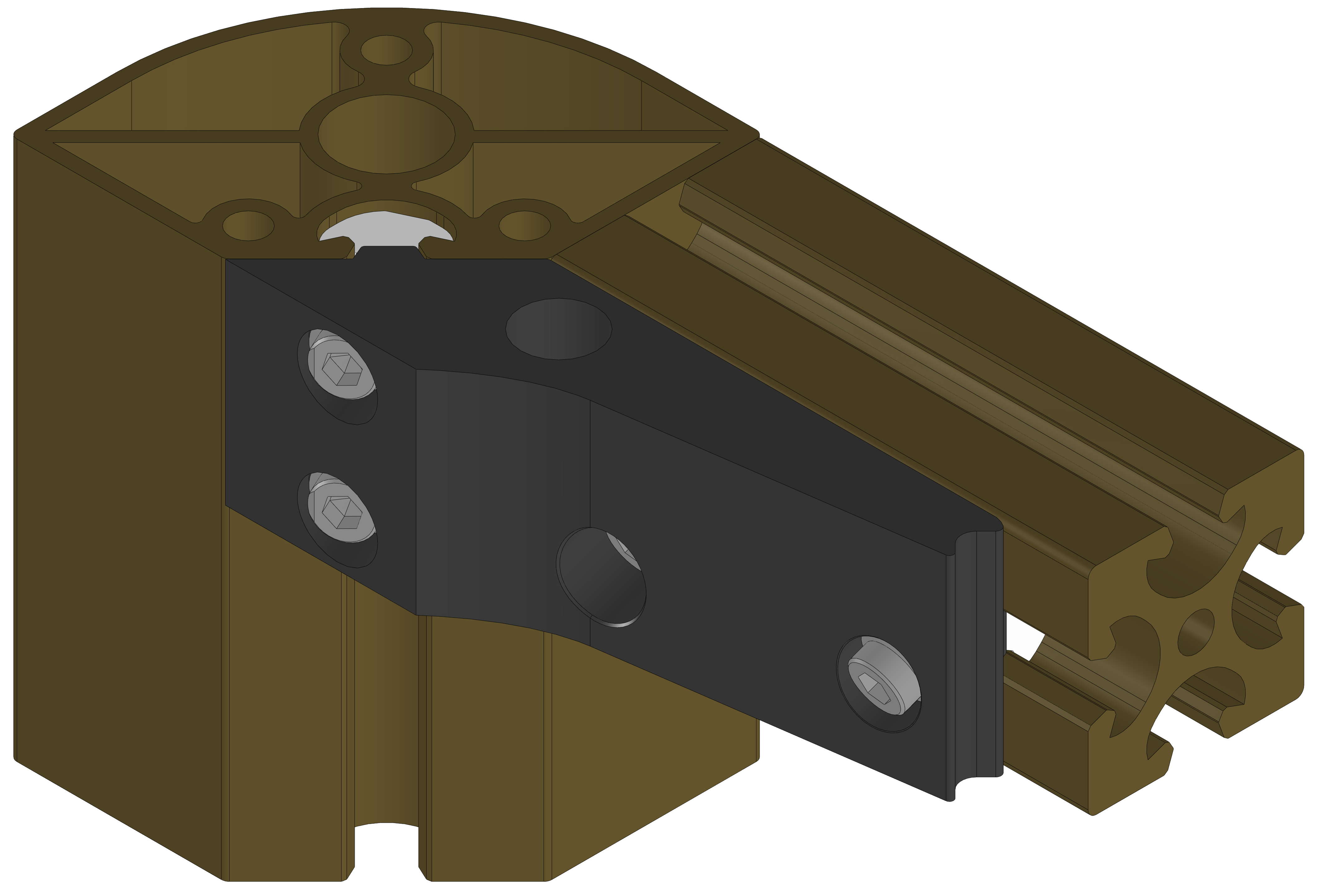 40mm 3Way Recessed Corner Bracket Kit Left